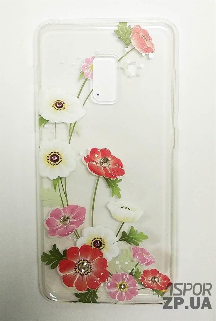 Чохол Samsung A8 2018/A530- OuCase for Aspor Swarowski Квіти різнокольорові, фото 1