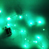 Гирлянда светодиодная роса на батарейках зеленая, провод прозрачный, 5м, фото 2