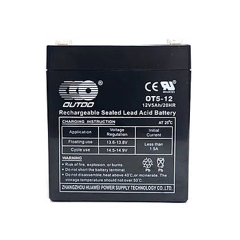 Акумуляторна батарея OUTDO AGM OT 12-5 12 V 5 Ah (90 х 70 х 108), Q10