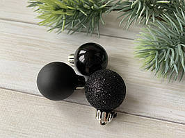 Набір новорічних куль, 3 см (у наборі 3 шт.), чорні