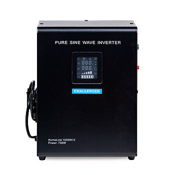 ДБЖ з правильною синусойдой Challenger HomeLine 1000W12 ( 700W), 12V під зовнішній акумулятор, струм заряду