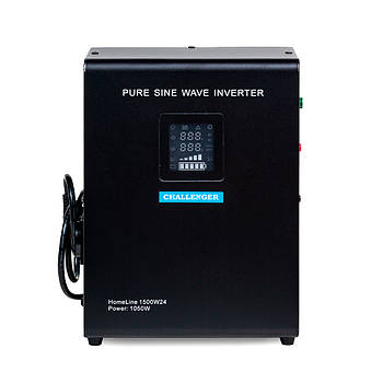 ДБЖ з правильною синусойдой Challenger HomeLine 1500W24 (1050W), 24V під зовнішній акумулятор, струм заряду