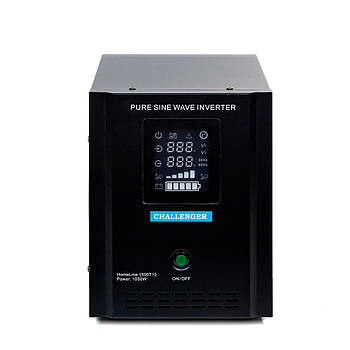 ДБЖ з правильною синусойдой Challenger HomeLine 1500T12 (1050W), 12V під зовнішній акумулятор, струм заряду