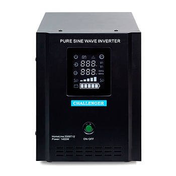 ДБЖ з правильною синусойдой Challenger HomeLine 2000Т12 (1400W), 12V під зовнішній акумулятор, струм заряду