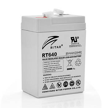 Акумуляторна батарея AGM RITAR RT640, Gray Case, 6V 4Ah ( 70х47х99 (107) ) Q20