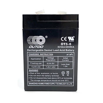Акумуляторна батарея OUTDO AGM OT 6-5 6 V 5 Ah ( 70 х 47 х 101) Q20