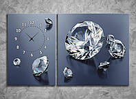Модульная картина с часами бриллианты 100 х 60 см