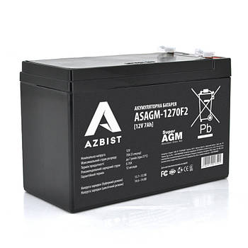 Акумулятор AZBIST Super AGM ASAGM-1270F2, Black Case, 12V 7.0 Ah (151 х 65 х 94 (100)) Q5