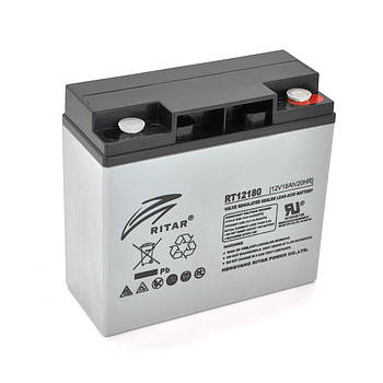 Акумуляторна батарея AGM RITAR RT12180, Gray Case, 12V 18.0 Ah ( 181 х 77 х 167 ) Q4