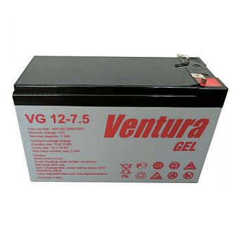 Акумуляторна батарея Ventura VG 12-7,5 Gel 12V 7,5 Ah (151*65*100мм), Q10