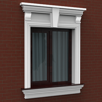 Готове Рішення обрамлення віконних проємів фасадним декором One Decor, білий, 160*140, модель 001