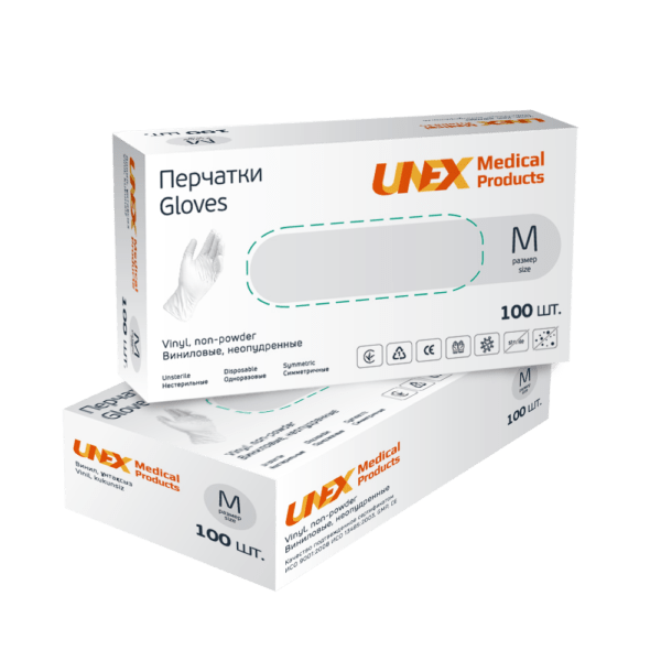 Рукавички Вінілові UNEX розмір М 100 шт./пач. S, фото 1