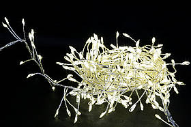 Стрічкова гірлянда 280 діодів постійне тепле біле світло сріблястий дріт 2 м