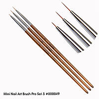 Набор из 3х кистей Mini Nail Art Brush Pro Set 3 #000049