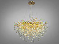 Современная люстра-подвес с хрустальными каплями, цвет золото, на 12 ламп 616-1000G-LS