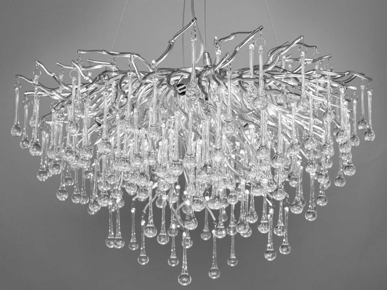 Класична підвісна люстра з краплями-підвісами, колір хром, на 8 ламп 616-600HR-LS