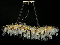 Современная хрустальная люстра для зала-столовой на 15 ламп, цвет золото 625-1500X700G-LS