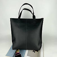 Жіноча шкіряна сумка шоппер на плече на блискавці c написом Fashion Polina & Eiterou, фото 5