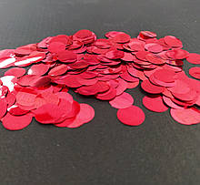 Аксесуари для свята конфеті кружечки червоний металік 12ммх12мм 100грам
