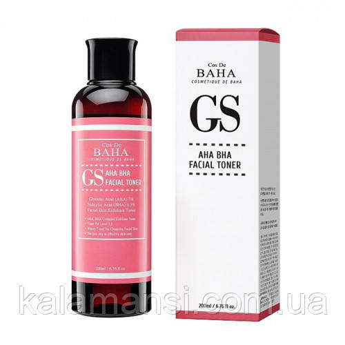 Тонер ексфоліант із кислотами для проблемної шкіри Cos de Baha GS AHA BHA Facial Toner 200 мл