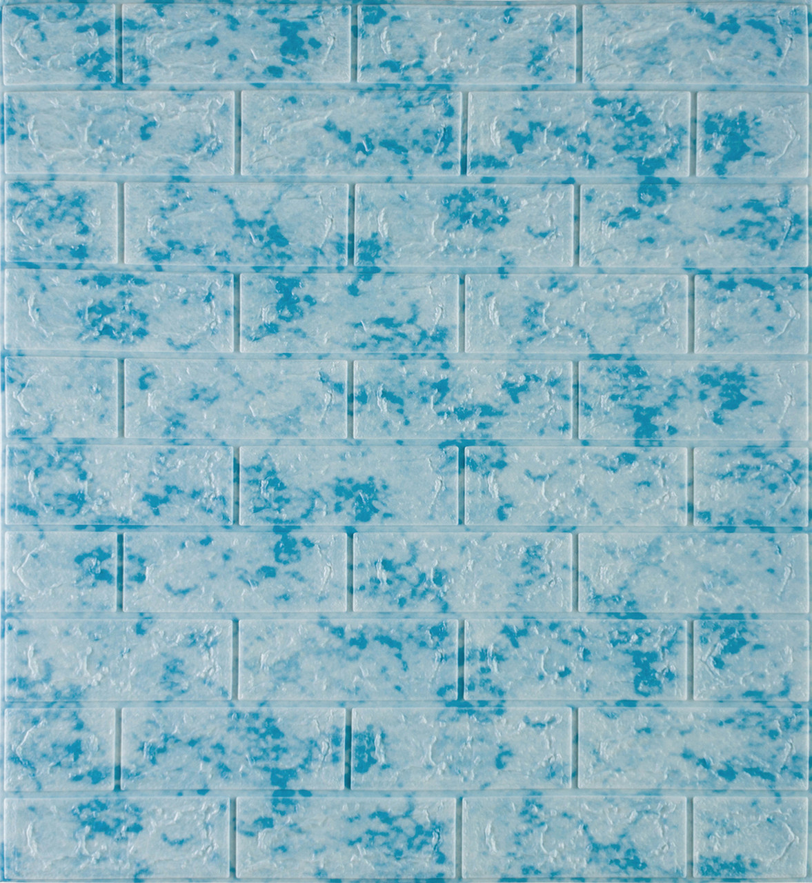 Самоклейна декоративна 3D панель під цеглу блакитний мармур 700x770x3 мм (65-3), фото 1
