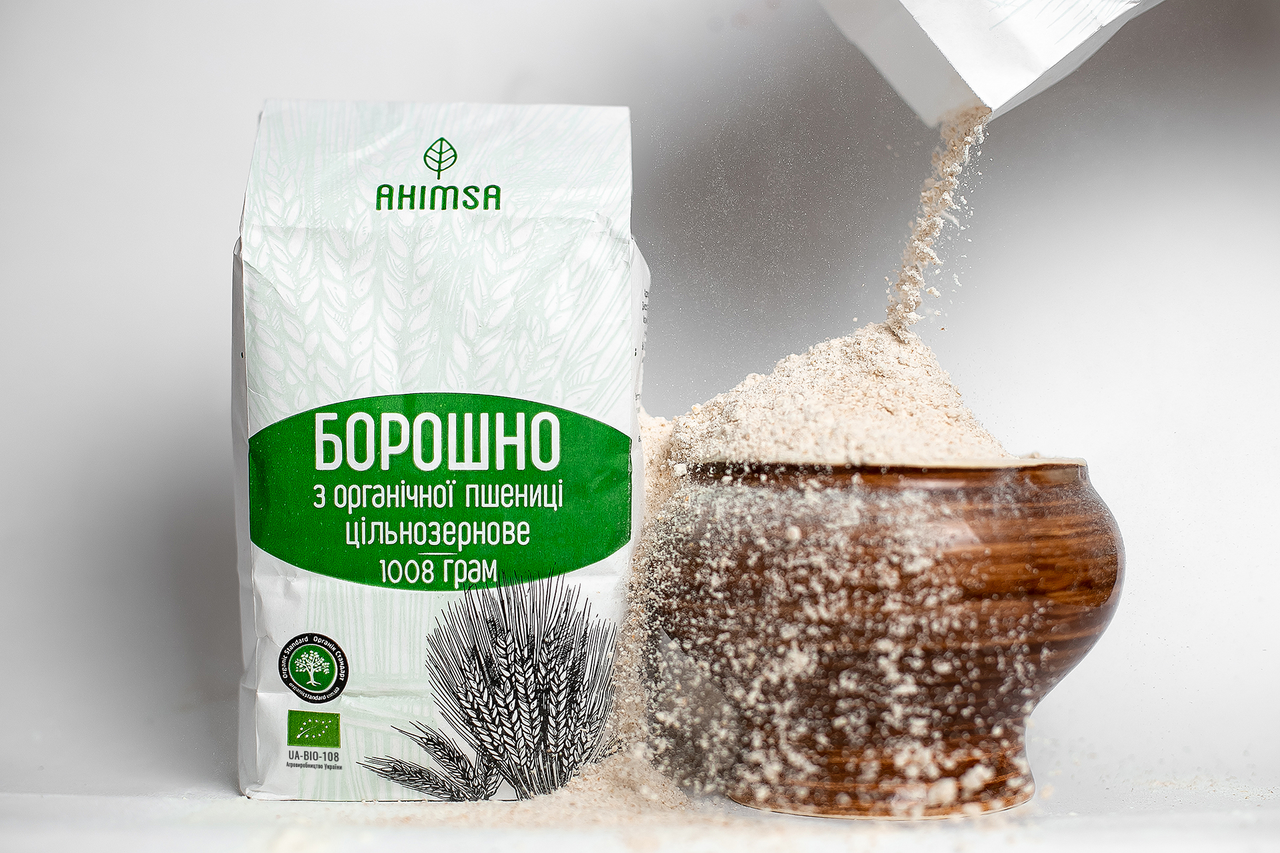 Борошно пшеничне цільнозернове органічне 1 кг ТМ Ahimsa