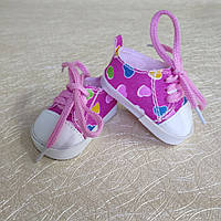Кеды кукольные на шнурках розовые подошва 7 см обувь для кукол фабричная на baby born