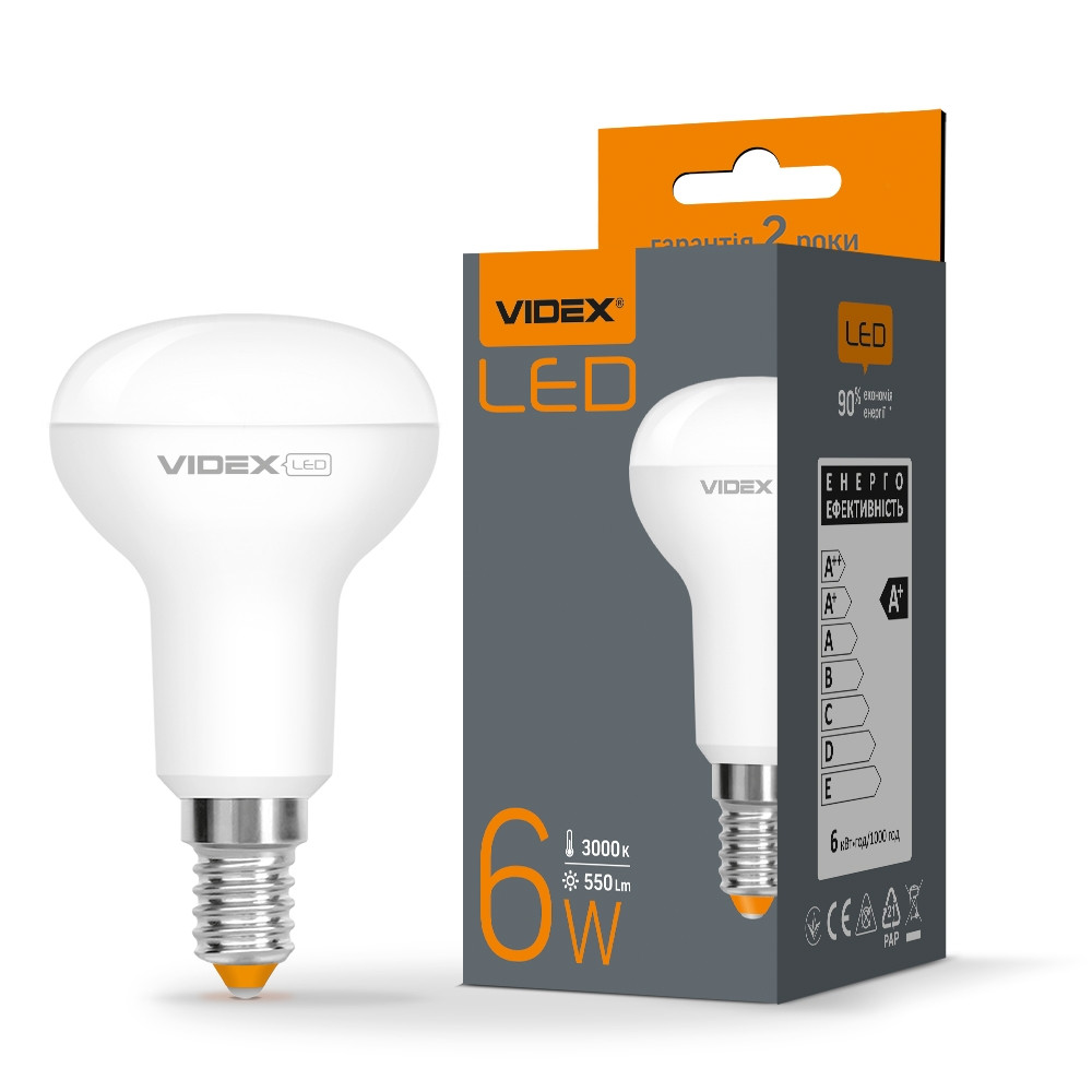 LED лампа VIDEX R50e 6W E14 3000K 220V