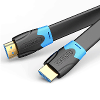 Плоский кабель HDMI Vention HDMI 2.0 кабель PVC Upgrade черный в оплетке 1 м (AAKBF)