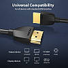Тонкий кабель HDMI Vention Portable Slim HDMI 2.0 чорний кабель в оплетке 1.5 м (AAIBG), фото 5