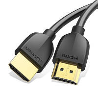 Тонкий кабель HDMI Vention Slim Portable HDMI 2.0 кабель черный в оплетке 1.5 м (AAIBG)