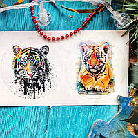 Наліпка кольорова "Тигря символ року". Art Resin Stickers. Для техніки ResinArt 1 шт. На вибір Мод. 1