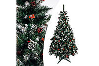Елка искусственная декоративная высокого качества «Рождественская с шишками и красной калиной» 1.8 м