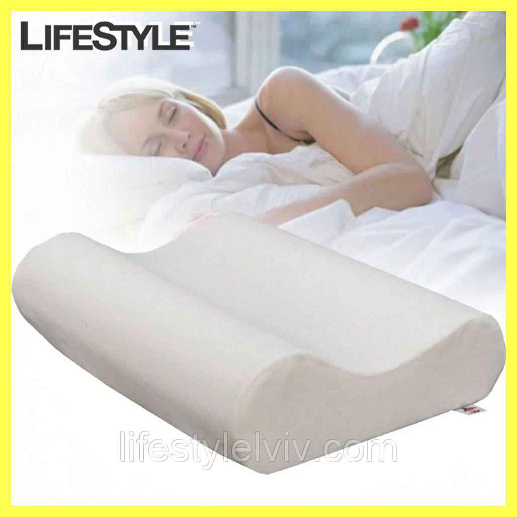 Ортопедична подушка з ефектом пам'яті 50x29x10/7см, Memory Foam Pillow / Ортопедична подушка для шиї, фото 1