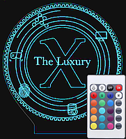 Акриловий світильник нічник з логотипом фірми Luxuri c пультом AVA-001332