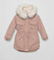 Зимняя куртка-парка для девочки цвета пудры