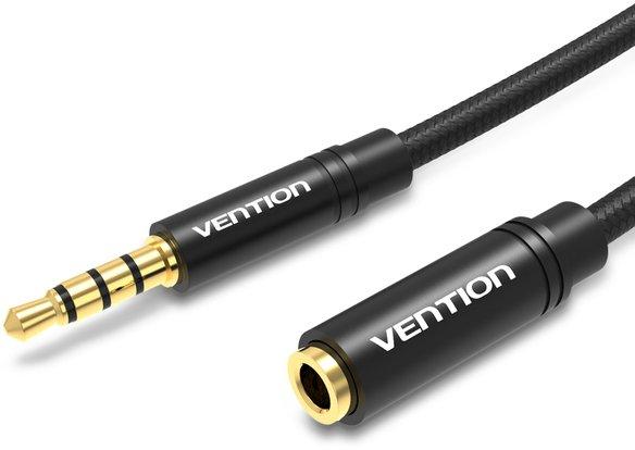 AUX аудіо кабель подовжувач Vention 4 pin Audio 3.5 мм Metal Type 5 м Black (BHBBJ)