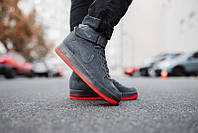 Серые кроссовки зимние мужские Nike Air Force с мехом 40-45р замшевые кроссовки парню на зиму, подошва пена