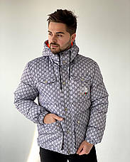 Чоловіча куртка The north face Gucci TNF пуховик сірий розміри L, фото 6