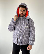 Чоловіча куртка The north face Gucci TNF пуховик сірий розміри L, фото 5