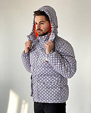 Чоловіча куртка The north face Gucci TNF пуховик сірий розміри L, фото 4