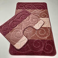 Комплект ковриков для ванной комнаты и туалета RELANA 60*100+60*50СМ! Розовый вензель