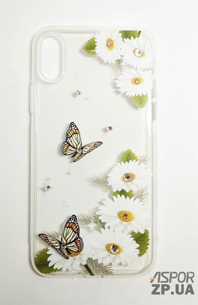 Чохол iPhone X/XS- OuCase for Aspor Swarowski Ромашки, фото 1