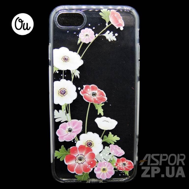 Чохол iPhone 6 Plus- OuCase for Aspor Swarowski Квіти червоні, фото 1