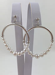 Срібні сережки-підвіски з перлами ORT9376U