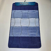 Комплект ковриков для ванной комнаты и туалета RELANA 60*100+60*50СМ! Синий кубик