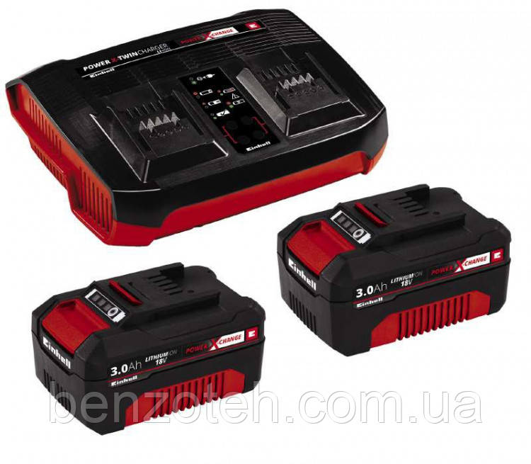 Акумулятор + зарядний Einhell Twincharger Kit (2 слоти на зарядному 18В 2 АКБ х 3,0 Ah)