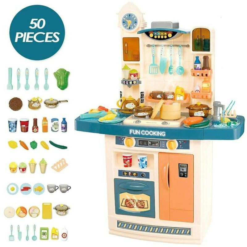 Інтерактивна дитяча велика кухня з водою і парою висота 100 см Mega Kitchen 898/998 A синя