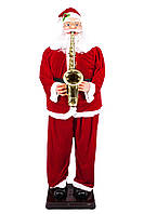 Большая Новогодняя Фигура Деда Мороза (Санта Клаус) с саксофоном 180см, интерактивный