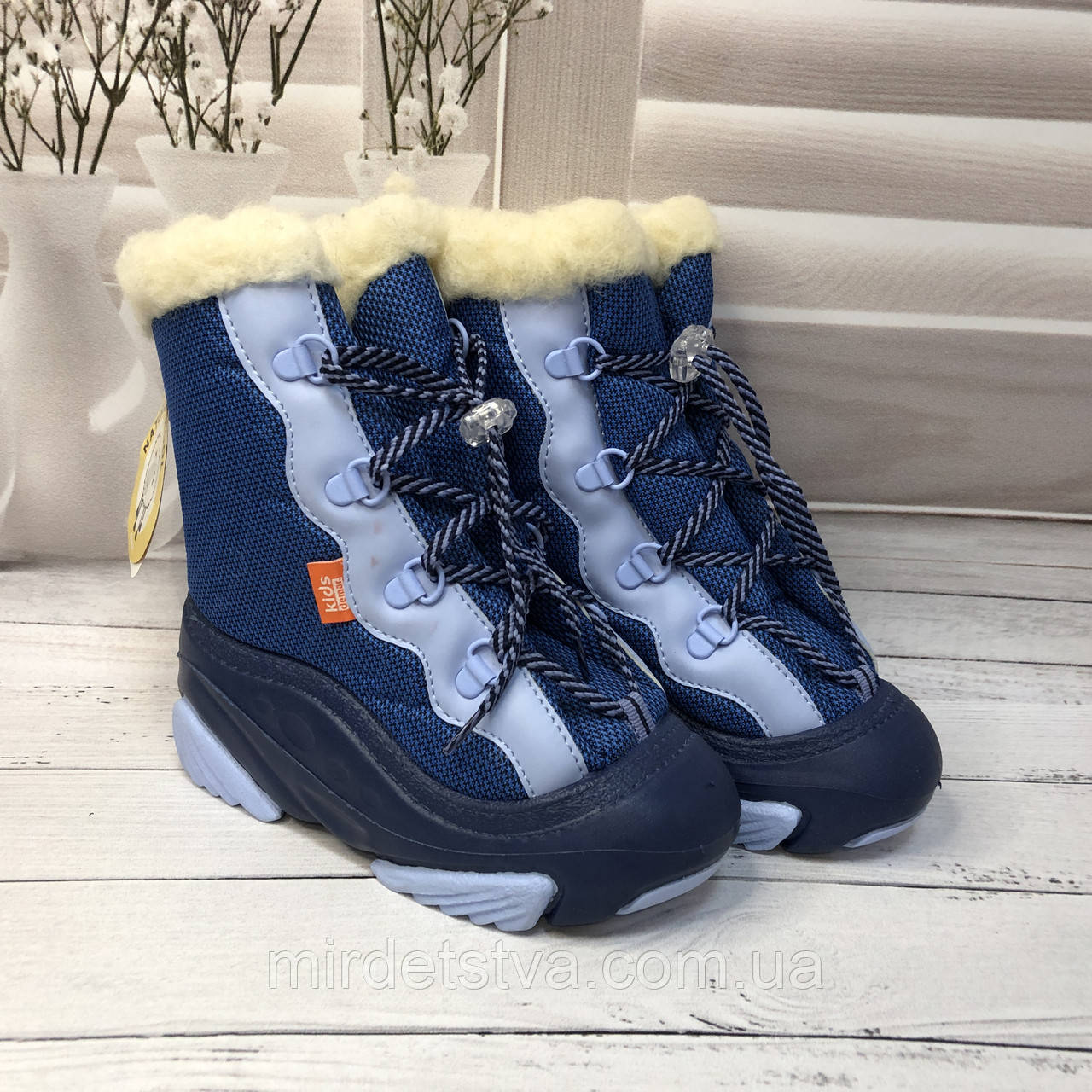 Зимові дитячі чоботи на овчині для хлопчика Demar Snow Mar сині